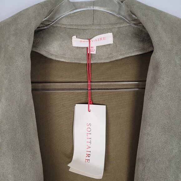 Solitaire Faux Suede Jacket Coat Stretch Green Size M NWT - Picture 16 of 16
